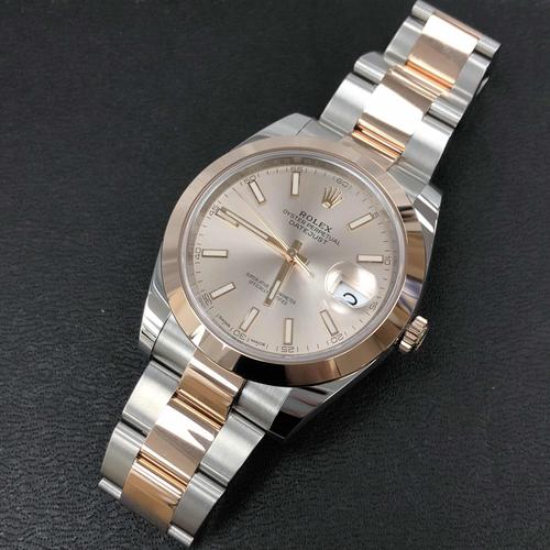 全新rolex 劳力士 恒动日志型 18k玫瑰金及钢 啡色 自动机芯 126301